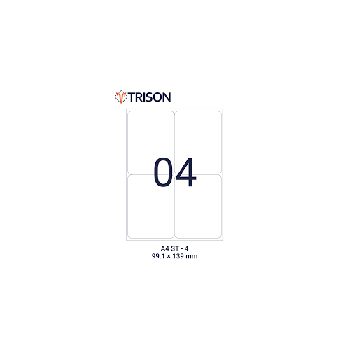 Trison Self Adhesive Labels A4 Size ST-4 99.5 x 139mm (100 Sheets)