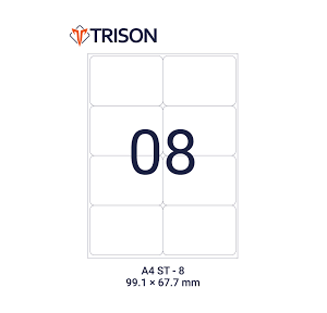 Trison Self Adhesive Labels A4 Size ST-08 99.5 x 67.7mm (100 Sheets)