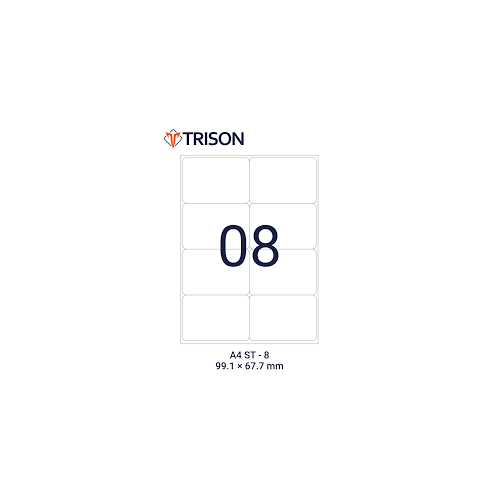 Trison Self Adhesive Labels A4 Size ST-08 99.5 x 67.7mm (100 Sheets)