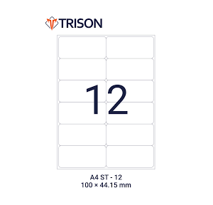 Trison Self Adhesive Labels A4 Size ST-12 100x 44.15mm (100 Sheets)