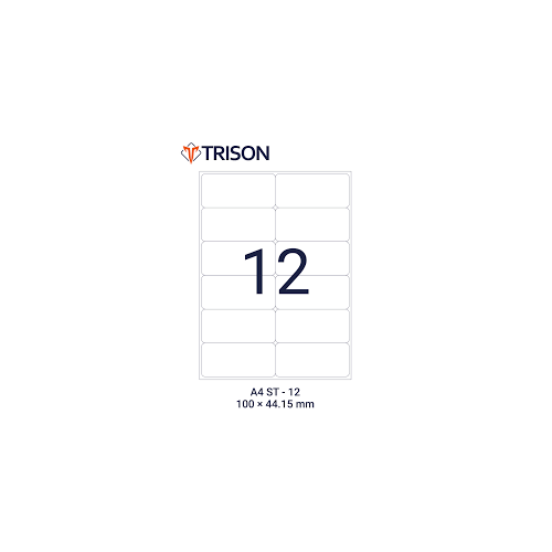Trison Self Adhesive Labels A4 Size ST-12 100x 44.15mm (100 Sheets)