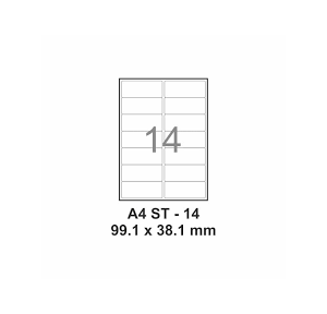 Trison Self Adhesive Labels A4 Size ST-14 99.1x 38.4mm (100 Sheets)