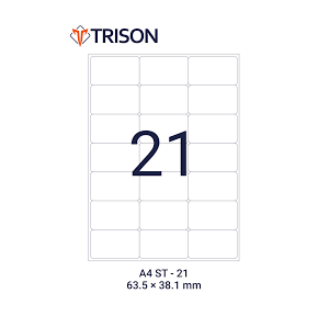 Trison Self Adhesive Labels A4 Size ST-21 63.5x 38.1mm (100 Sheets)