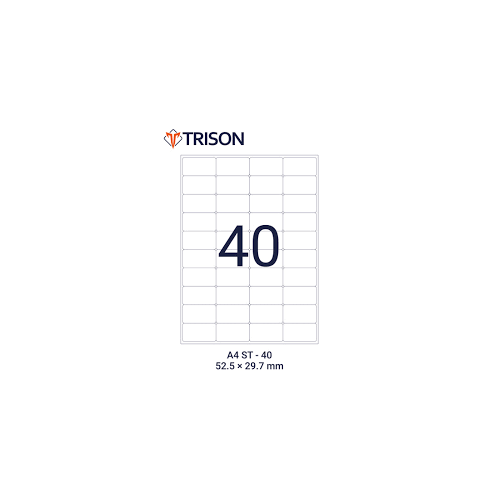 Trison Self Adhesive Labels A4 Size ST-40 52.5 x 29.7mm (100 Sheets)