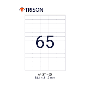 Trison Self Adhesive Labels A4 Size ST-65 38.1 x 21.2mm(100 Sheets)