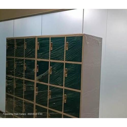 MS Heavy Duty CRCA Fabricated Power Coated 15 Compartment Staff Locker Door Thickness 1 mm Body Thickness 0.8mm, Each Compartment Size: 14x12x18 Inch, Green Brown Color Combination with Mortise lock