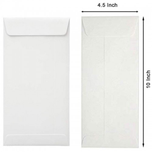 Trendy White Envelope White Non-Laminated 60 GSM 10x4.5 Inch