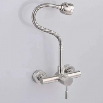 SS Material Wall Mounted Kitchen Faucet Hot and Cold Water Mixer Sink Faucet