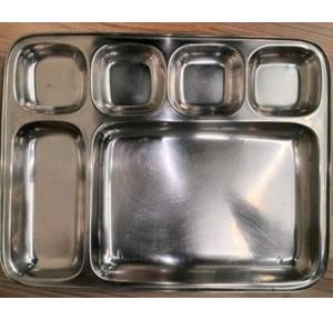 Compartment Plate SS 304 5 Plus 1 24 Gauge Weight 600gm Approx Stainless Steel 14.76x11.61 Inch