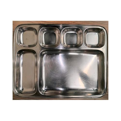 Compartment Plate SS 304 5 Plus 1 24 Gauge Weight 600gm Approx Stainless Steel 14.76x11.61 Inch