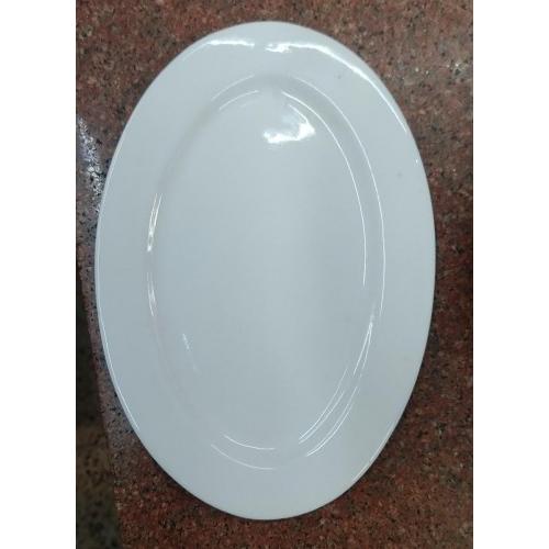 Clay Craft Oval Shaped Platter Ceramic 10 Inch White