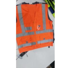 Safety Jacket Polyester Hi-Visibility 220 GSM With 2 Inch Reflective Strip Color Orange