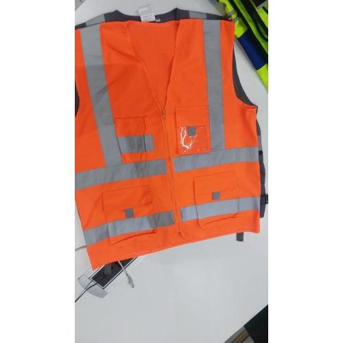 Safety Jacket Polyester Hi-Visibility 220 GSM With 2 Inch Reflective Strip Color Orange