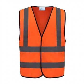 Safety Jacket Polyester Hi-Visibility 220 GSM With 2 Inch Reflective Strip Color Orange With Logo