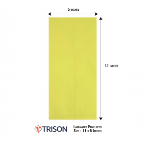 Trison Yellow Laminated Envelopes Size 11x5inch (Pack of 50pcs)