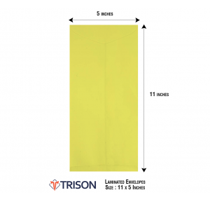 Trison Envelope Yellow Laminated 100 GSM 11x5 inch Pack of 50