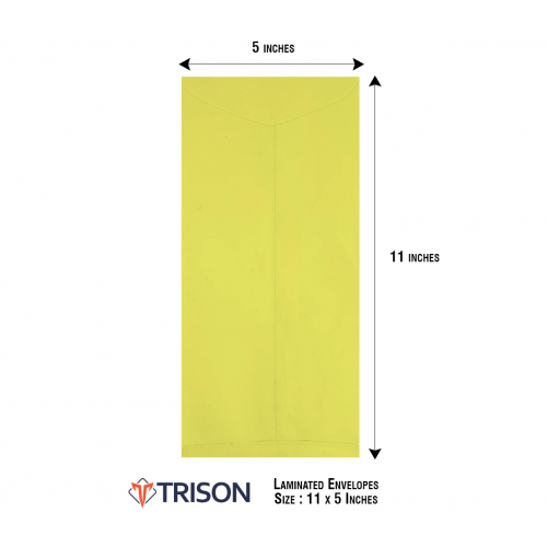 Trison Yellow Laminated Envelopes Size 11x5inch (Pack of 50pcs)