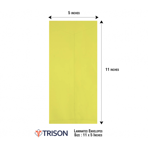 Trison Envelope Yellow Laminated 100 GSM 11x5 inch Pack of 50
