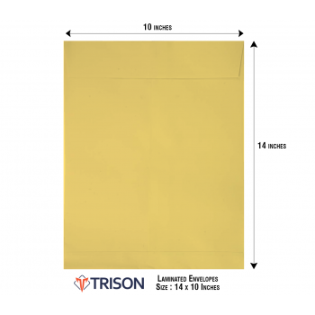 Trison Yellow Laminated Envelopes Size 14x10inch (Pack of 50pcs)