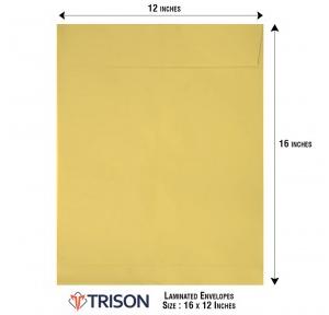 Trison Envelope Yellow Laminated 100 GSM 16x12 inch Pack of 50