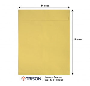 Trison Envelope Yellow Laminated 100 GSM 14x17inch Pack of 50