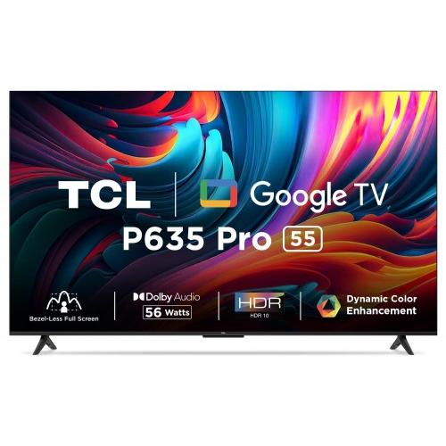 TCL Ultra HD 4K Smart LED Google TV 55 Inch (139 cm) Bezel Less Full Screen Series 5P635 Pro, Black