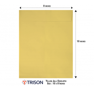 Trison Yellow Jalli Envelopes 10x8 inch (Pack of 50)