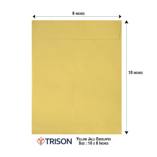 Trison Yellow Jalli Envelopes 10x8 inch (Pack of 50)