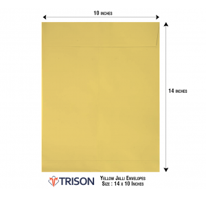 Trison Yellow Jalli Envelopes 14x10 inch (Pack of 50)