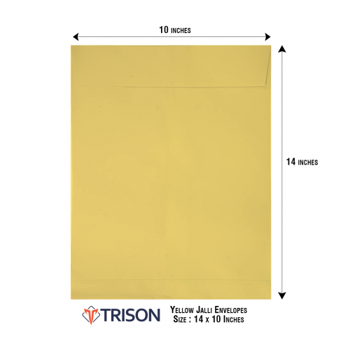 Trison Jalli Envelopes Yellow Non-Laminated 100 GSM 14 x 10 inch Pack of 50