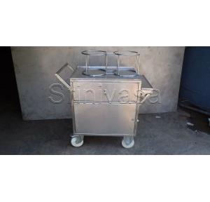 Stainless Steel 202 Pantry Trolley Size: 24x36x30 Inch With 2 Rack Spot Pipe 30mm & Sheet 1.2mm Thickness Both Side Close With Wheel