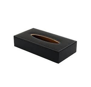 Tissue Box Leather Type Black Color Size: 22x11 cm