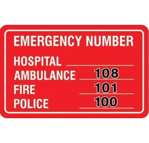 Emergency Contact Details Signage Acrylic Board 3mm