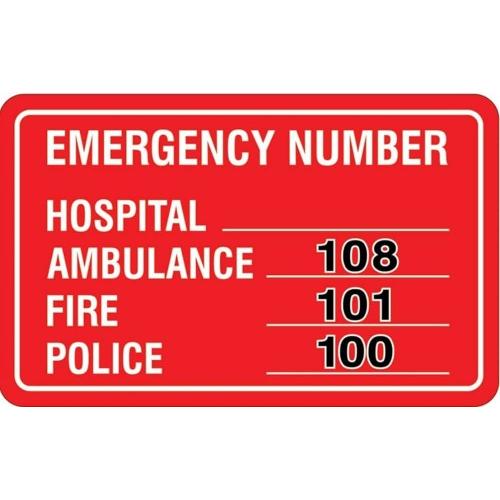Emergency Contact Details Signage Acrylic Board 3mm