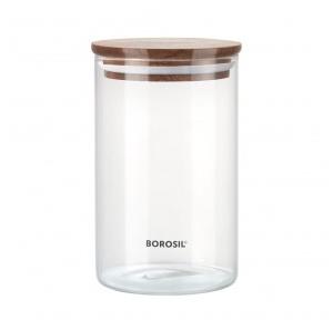 Borosil Classic Jar With Wooden Lid Capacity 900ml Used in the Microwave, Oven, Fridge, Freezer and Dishwasher Temprature Up to 350C