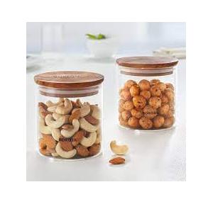 Borosil Classic Jar With Wooden Lid Capacity 600ml Used in the Microwave, Oven, Fridge, Freezer and Dishwasher Temperatures of up to 350C