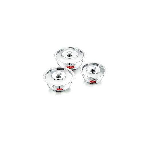 Serving Bowl With Lid Steel Multi Purpose (Set of 3 No 750 ml, 1000 ml, 1500 ml)