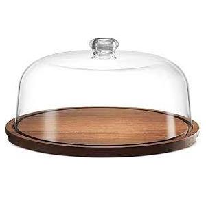 Wooden Cake Stand With Acrylic Dome Lid 12 Inch