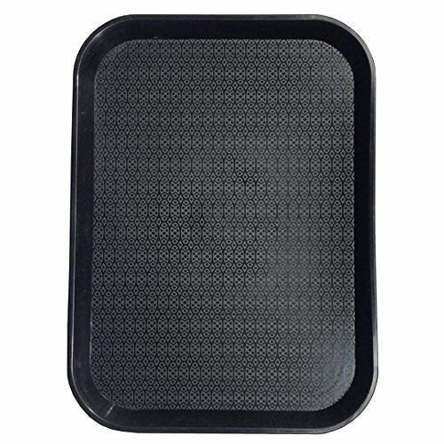 Anti Skid Salver Tray Rectangle Shape Size: 16 x 12 Inch Black Color