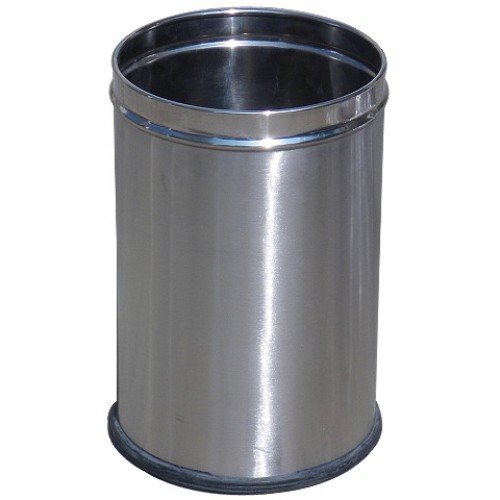 Plain Open Dustbin 22 Gauge SS202 10 Ltr 8 X 12 Inch