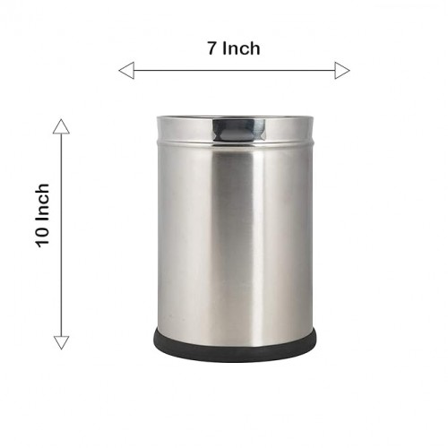 Plain Open Top Dustbin SS202 6 Ltr 7 X 10 Inch