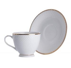 Clay Craft Diamond Goldline Cup Saucers Ceramic 220ml Pack of 6