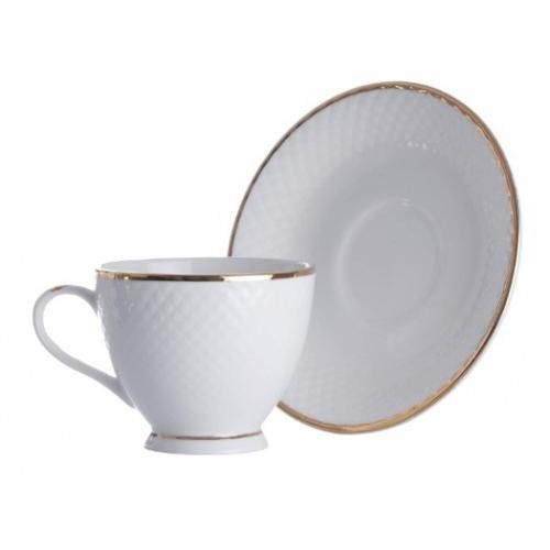 Clay Craft Diamond Goldline Cup Saucers Ceramic 220ml Pack of 6