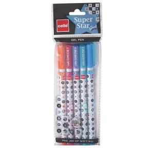 Cello Superstar Gel Pen Black Tip 0.5mm Pack of 5
