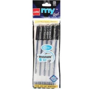 Cello My Gel Pen Black Tip 0.5mm Pack of 5