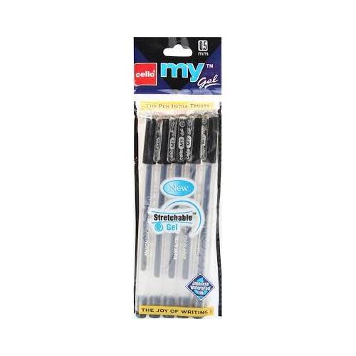 Cello My Gel Pen Black Tip 0.5mm Pack of 5