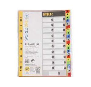 Worldone Dividers In Multi Color Alphabet A to Z