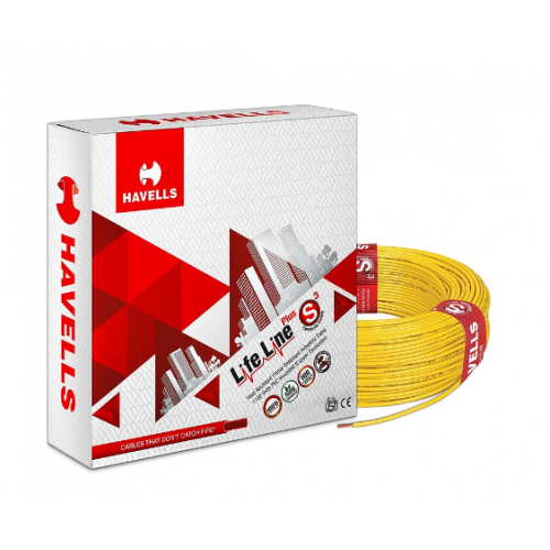 Havells PVC Industrial Cable  Lifeline HRFR  1.5 Sqmm Single Core, 1 Mtr (Yellow)