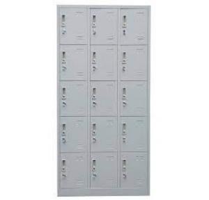 MS Fabricated CRCA Personal Locker 15 Compartment & Each Compartments Size: 12x15 Inch Thickness Body 0.8mm, 1mm Door Thickness Card Holder, Internal Lock With Two Key Dimension: H72 X W48 X D18 Gray and White Powder