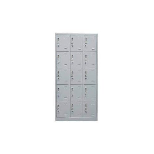 MS Fabricated CRCA Personal Locker 15 Compartment & Each Compartments Size: 12x15 Inch Thickness Body 0.8mm, 1mm Door Thickness Card Holder, Internal Lock With Two Key Dimension: H72 X W48 X D18 Gray and White Powder